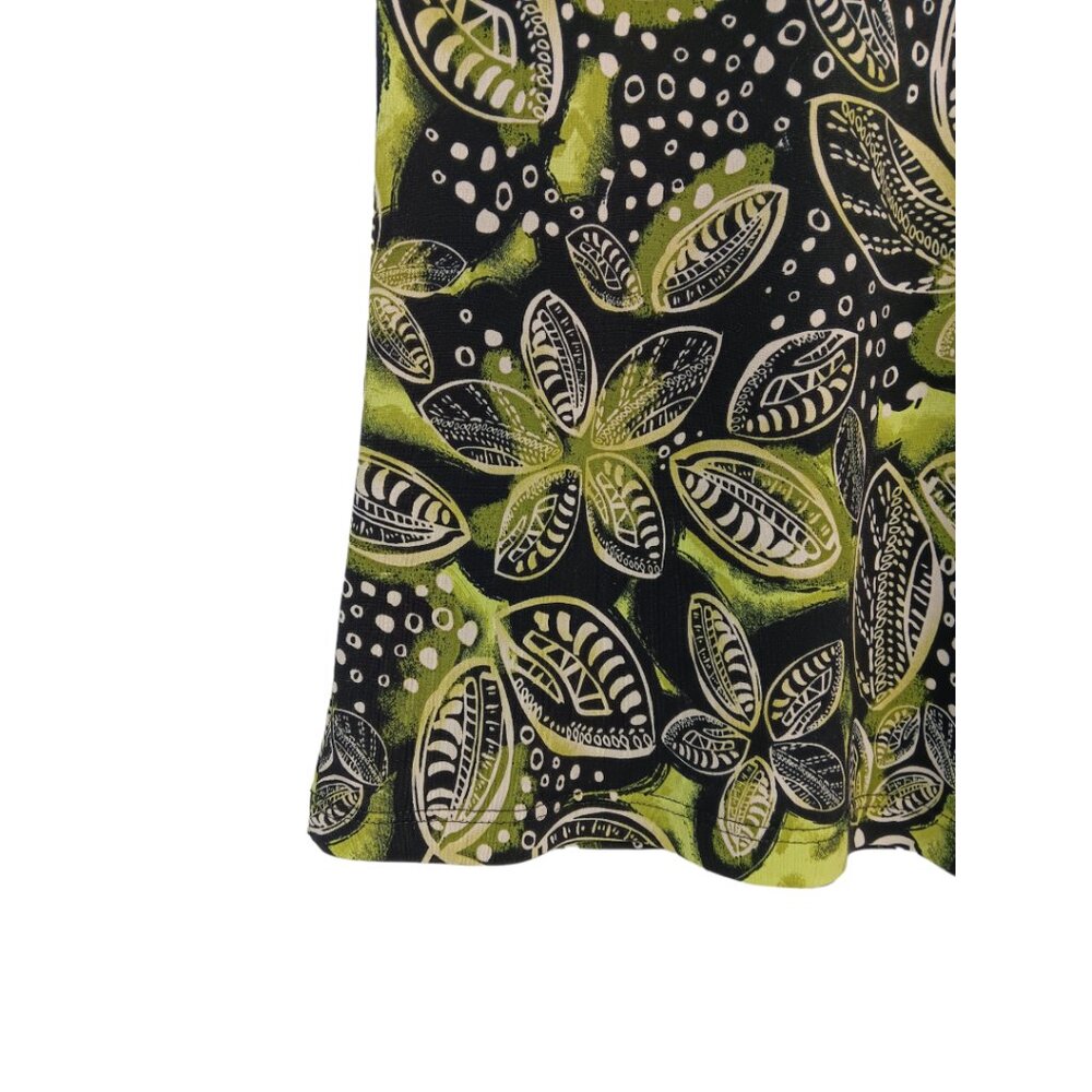 JKLA- Sleeveless Tank Stretch Light Faux Wrap collar-Lime Green-Black-Cream - Picture 7 of 16
